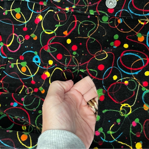 Vintage Christopher & Banks Stretch Splatter Corduroy Black Jacket Size Medium - Picture 5 of 8